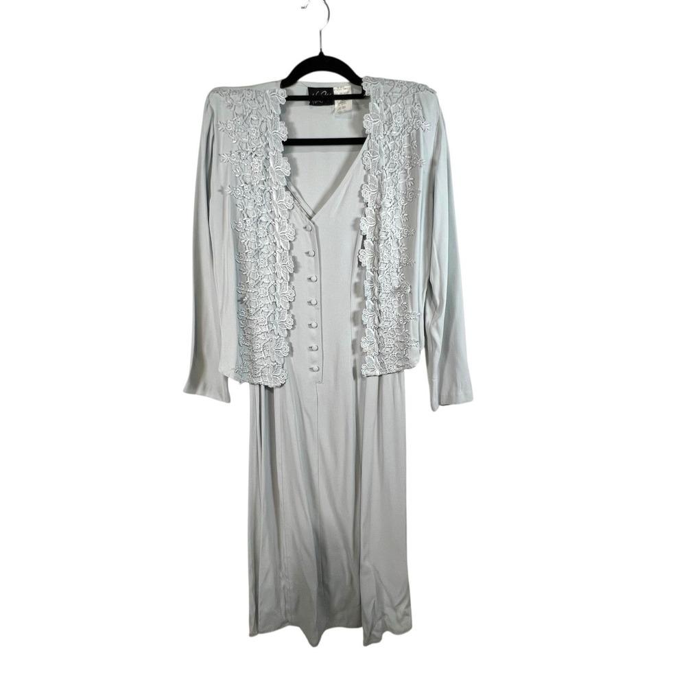 Vintage 90s Wild Rose Blue Lace Button Tea‎ Cottage Core Prairie Dress 10 NWT